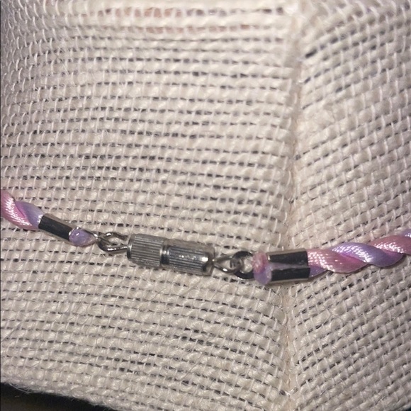 Purple and White Beaded Necklace with Crystal Accents - Picture 3 of 4
